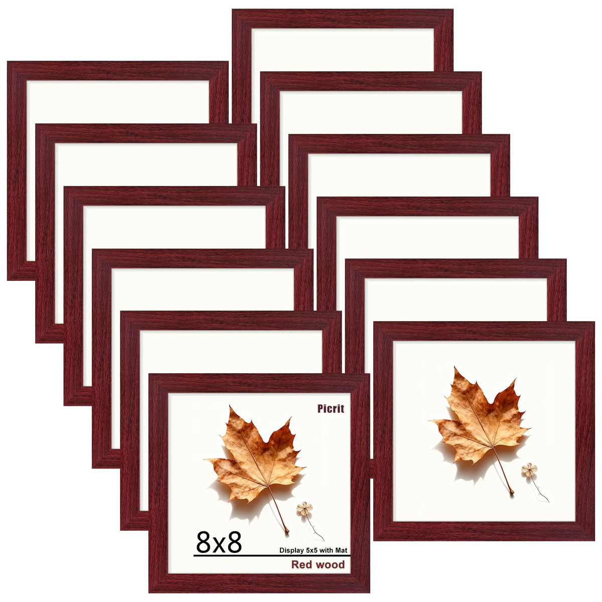 Picrit 8x10 Picture Frame Set of 12, Modern Gallery Wall Frames, Black
