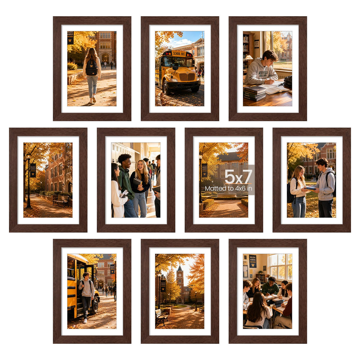 upsimples 5x7 Picture Frame, Photo Collage Wall Decor Set of 10, Black