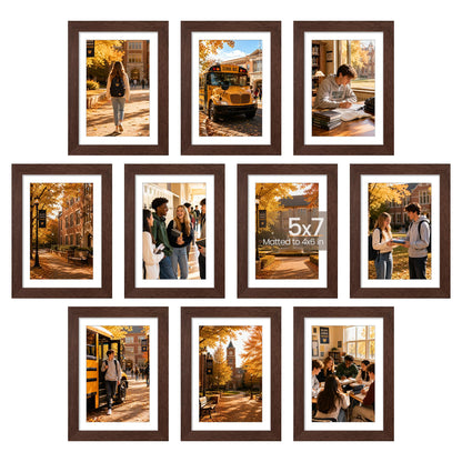upsimples 5x7 Picture Frame, Photo Collage Wall Decor Set of 10, Black