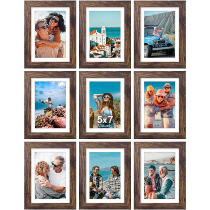 Vittanly 8x10 Picture Frames Set of 9 for Wall or Tabletop Display, Black