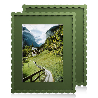 5x7 Wavy Picture Frame with 4x6 Mat, 5 x 7 Wood Frame, Real Glass