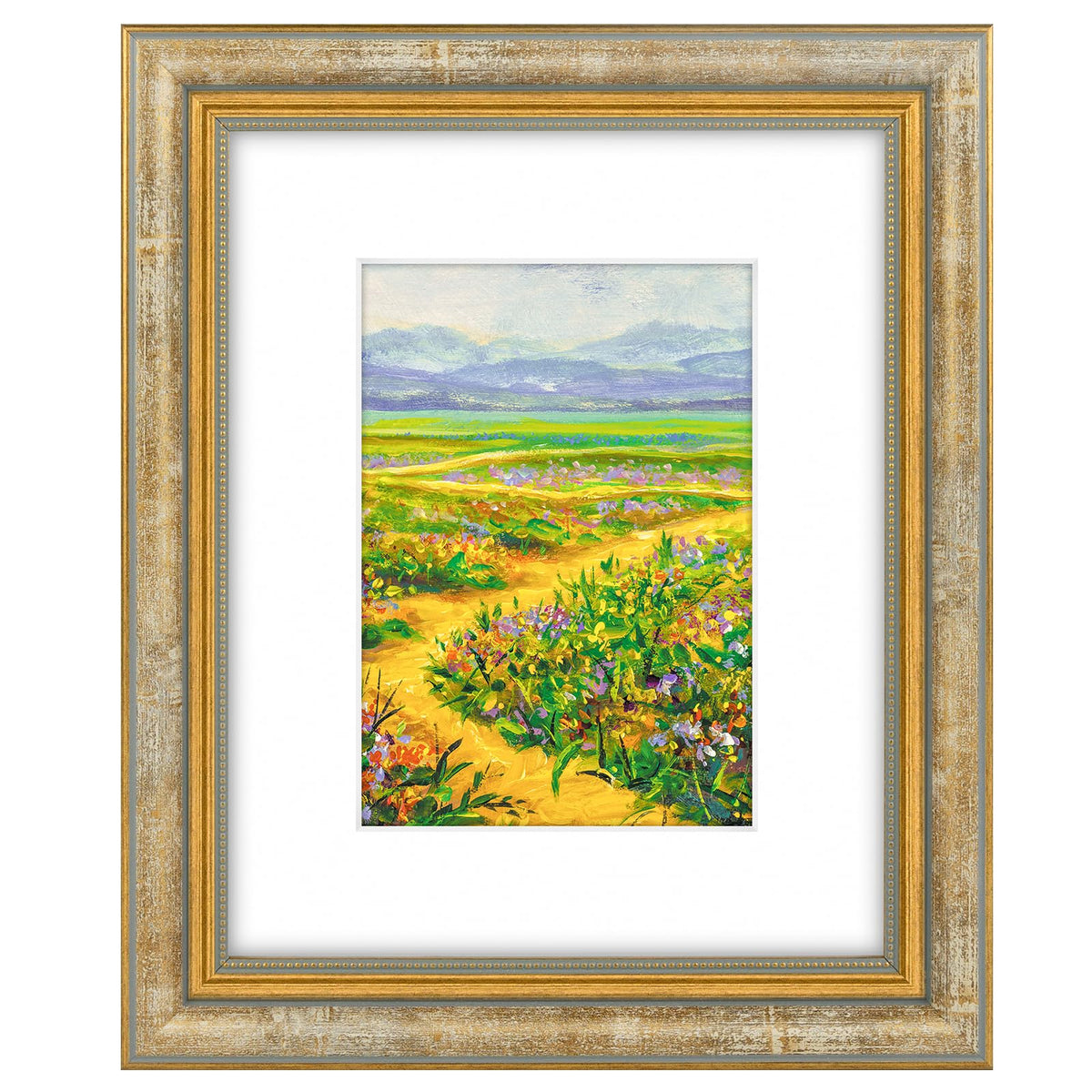 Golden State Art,11x14 Ornate Picture Frame Holds 8x10 Photo,Green Gold
