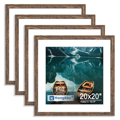 Hongkee 5x7 Picture Frame Set of 4, Real Glass and Wooden Frame, 4x6 Mat