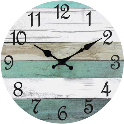 CHYLIN Wall Clock Non-Ticking Battery Operated Silent Rustic Coastal