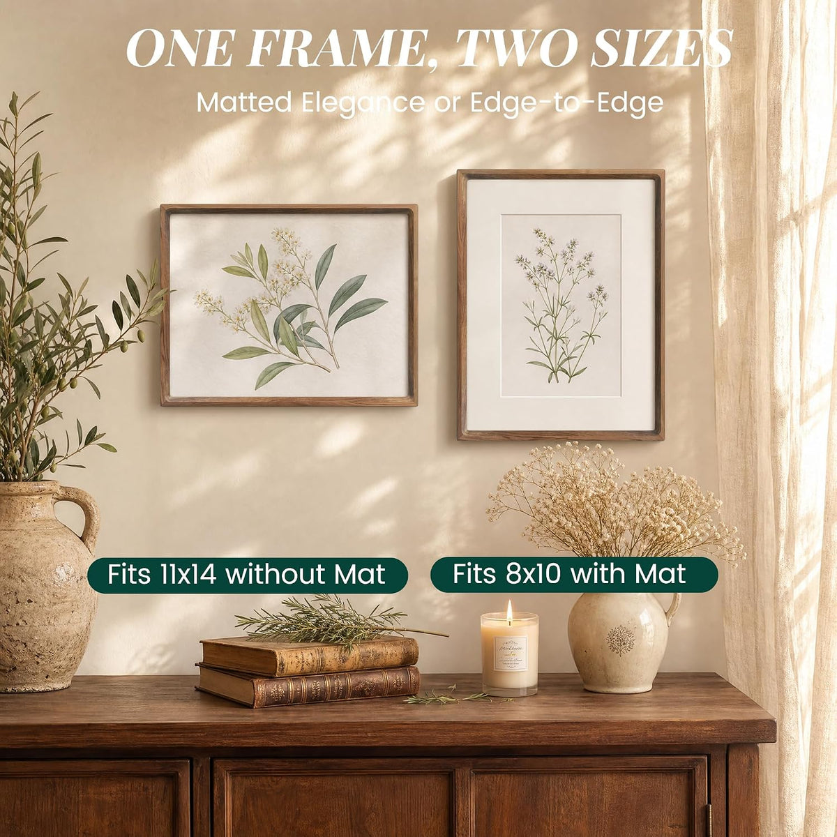 Picture Frames, Solid Walnut Wooden Frame,Round Corner Hand Craft Photo Frame, 11x14 Matted to 8x10, 11 by 14 Document Diploma Frame with HD Real Glass,Wall or Tabletop Display