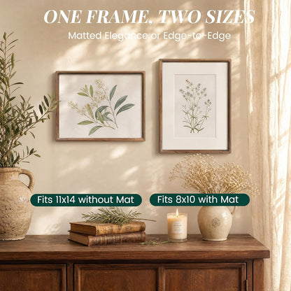 Picture Frames, Solid Walnut Wooden Frame,Round Corner Hand Craft Photo Frame, 11x14 Matted to 8x10, 11 by 14 Document Diploma Frame with HD Real Glass,Wall or Tabletop Display
