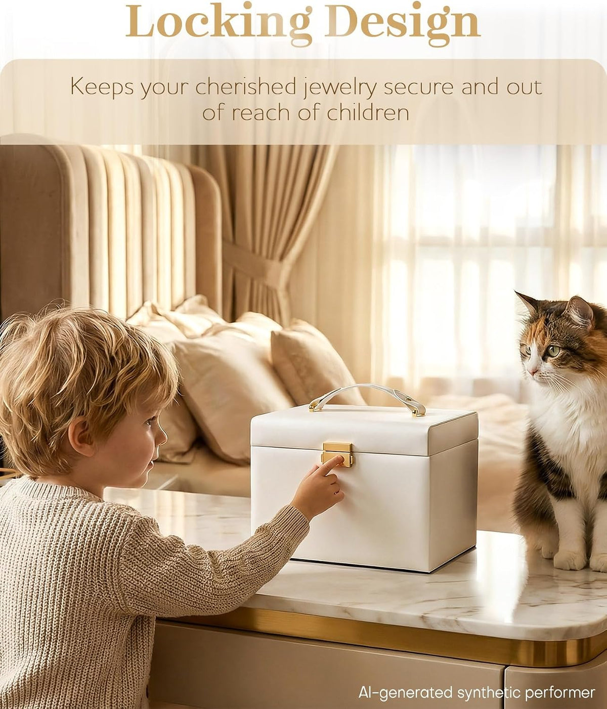 Homde Lockable Jewelry Box for Girl: 3-Layer Safe Organizer with Key