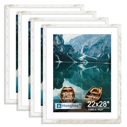 Hongkee 5x7 Picture Frame Set of 4, Real Glass and Wooden Frame, 4x6 Mat