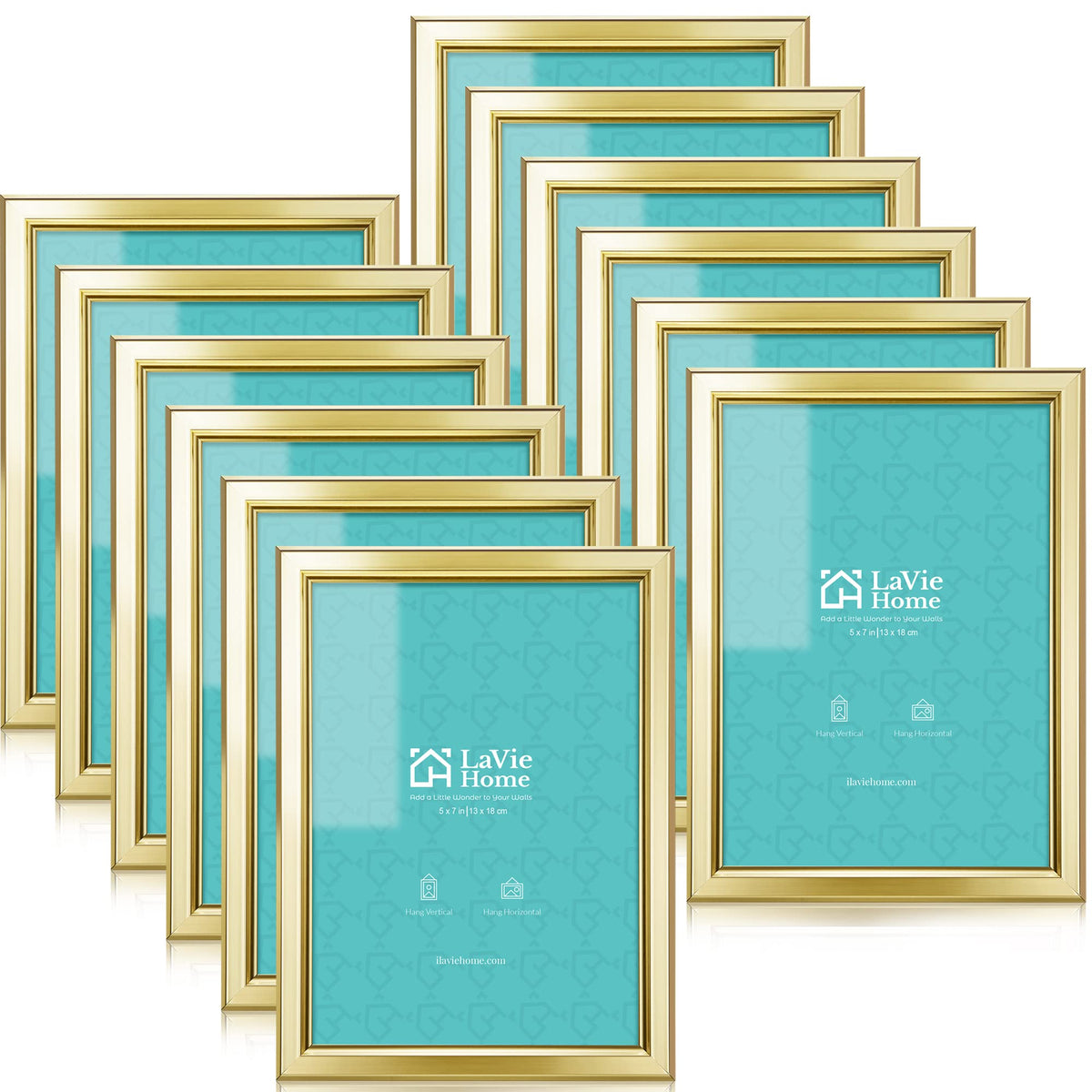 LaVie Home 4x6 Picture Frames (12 Pack, Gold) Simple Designed Photo Frame with High Definition Glass for Wall Mount & Table Top Display, Set of 12 Classic Collection