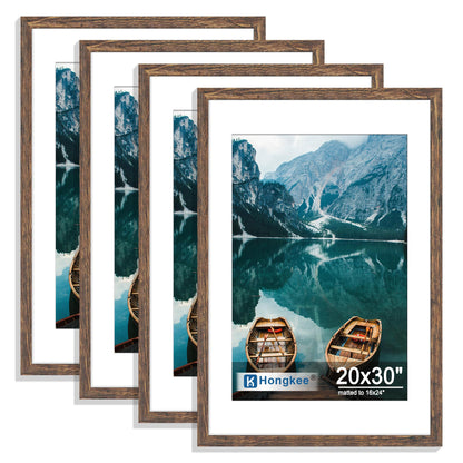 Hongkee 5x7 Picture Frame Set of 4, Real Glass and Wooden Frame, 4x6 Mat