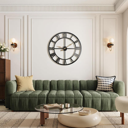 Vantic 32 Inch Large Wall Clock, Roman Numeral Metal Oversized Wall Clocks