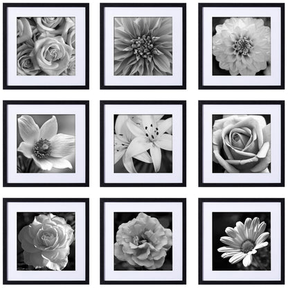 eletecpro Picture Frames Set of 9, 12x12 in, Acrylic Cover, Black