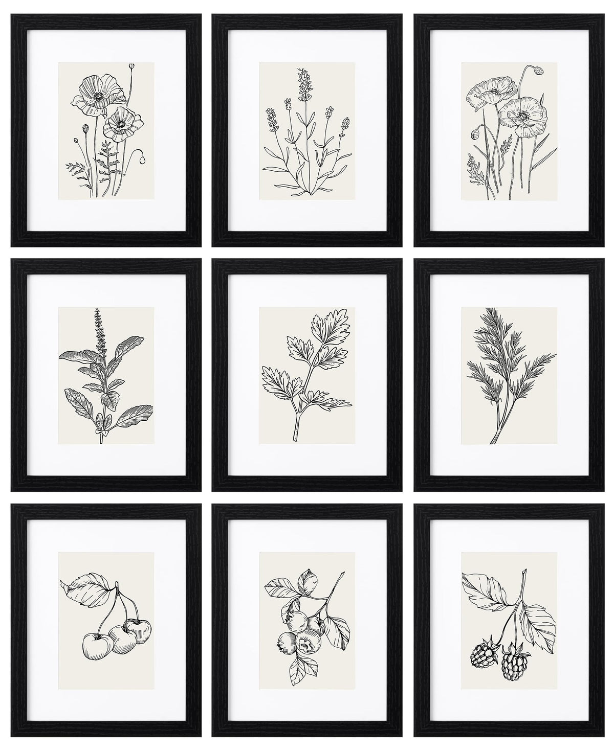 eletecpro Picture Frames Set of 9, 12x12 in, Acrylic Cover, Black