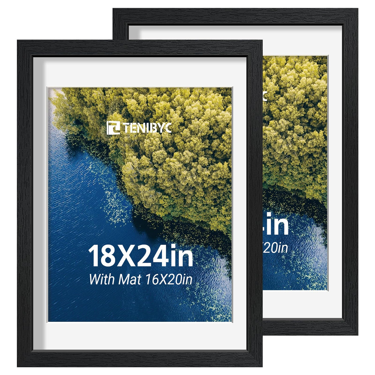 5x7 picture frame 4 Pack, 4x6 Mat, Black Wood, Glass, for Photo