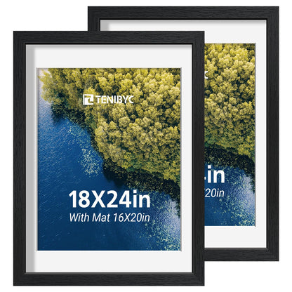 5x7 picture frame 4 Pack, 4x6 Mat, Black Wood, Glass, for Photo