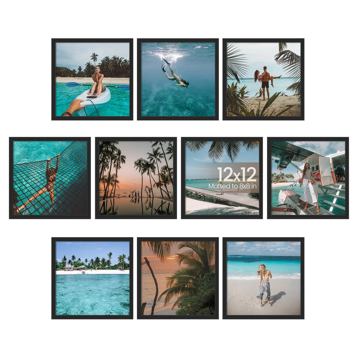 upsimples 5x7 Picture Frame, Photo Collage Wall Decor Set of 10, Black