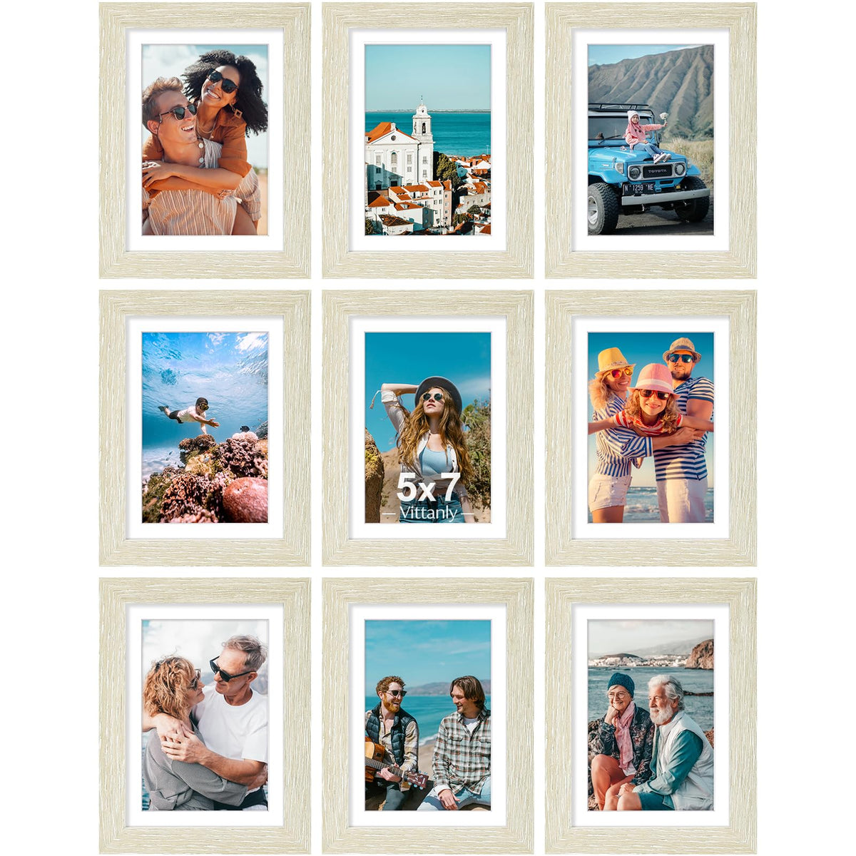 Vittanly 8x10 Picture Frames Set of 9 for Wall or Tabletop Display, Black