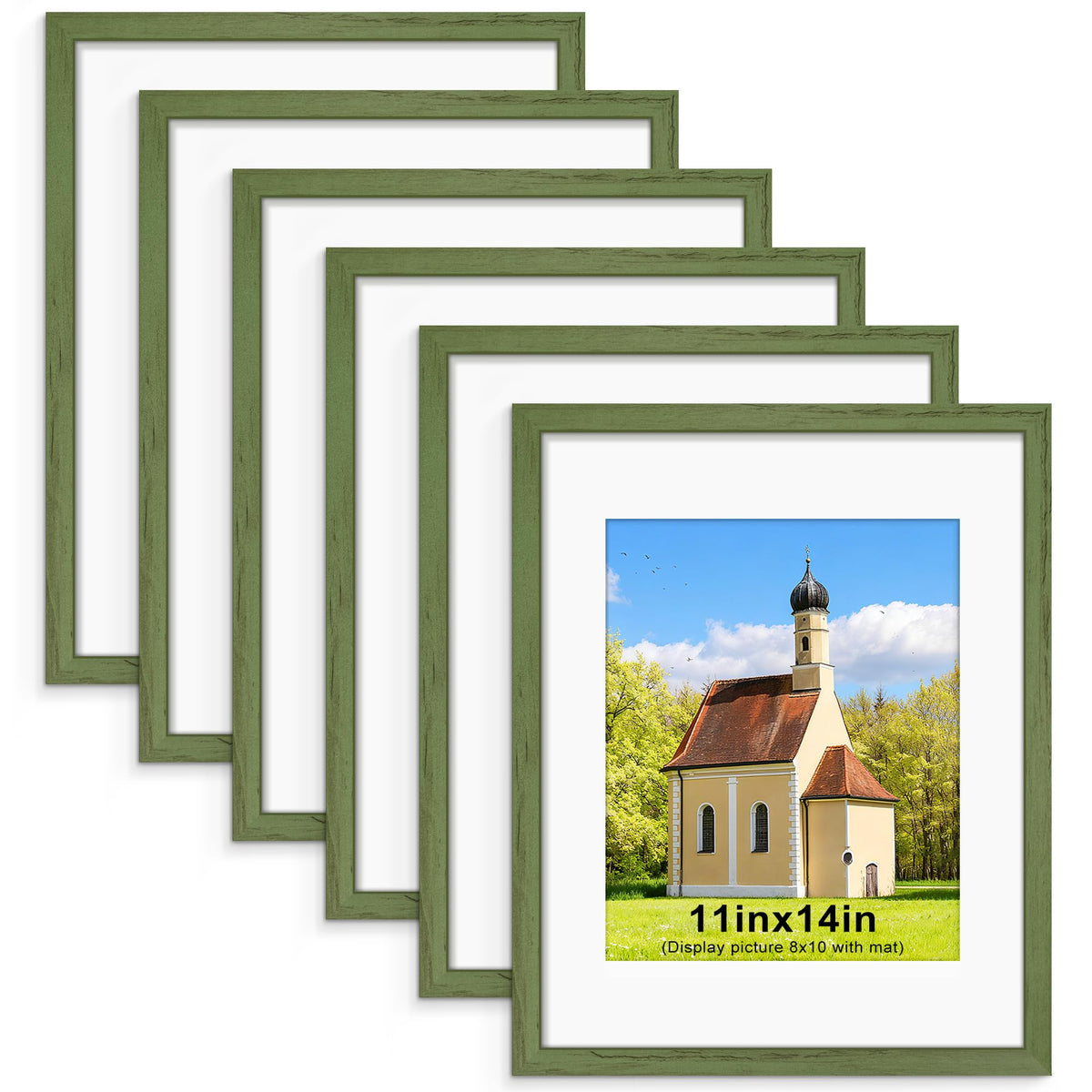 PEALSN 8x10 Picture Frame Set of 6,Wall or Tabletop Display,Black Woodgrain