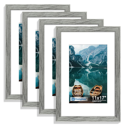 Hongkee 5x7 Picture Frame Set of 4, Real Glass and Wooden Frame, 4x6 Mat