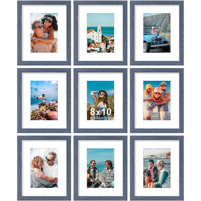 Vittanly 8x10 Picture Frames Set of 9 for Wall or Tabletop Display, Black