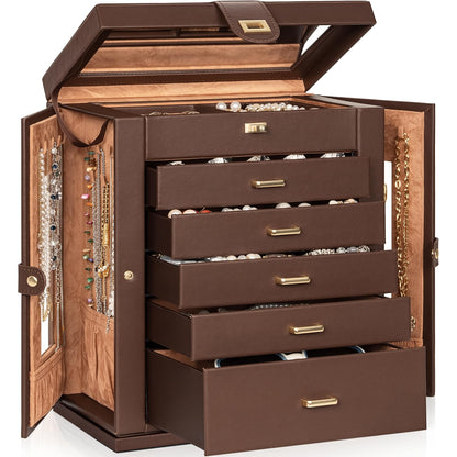 AKOZLIN 6-Tier Jewelry Box Organizer 5 Drawers Storage Black Regular