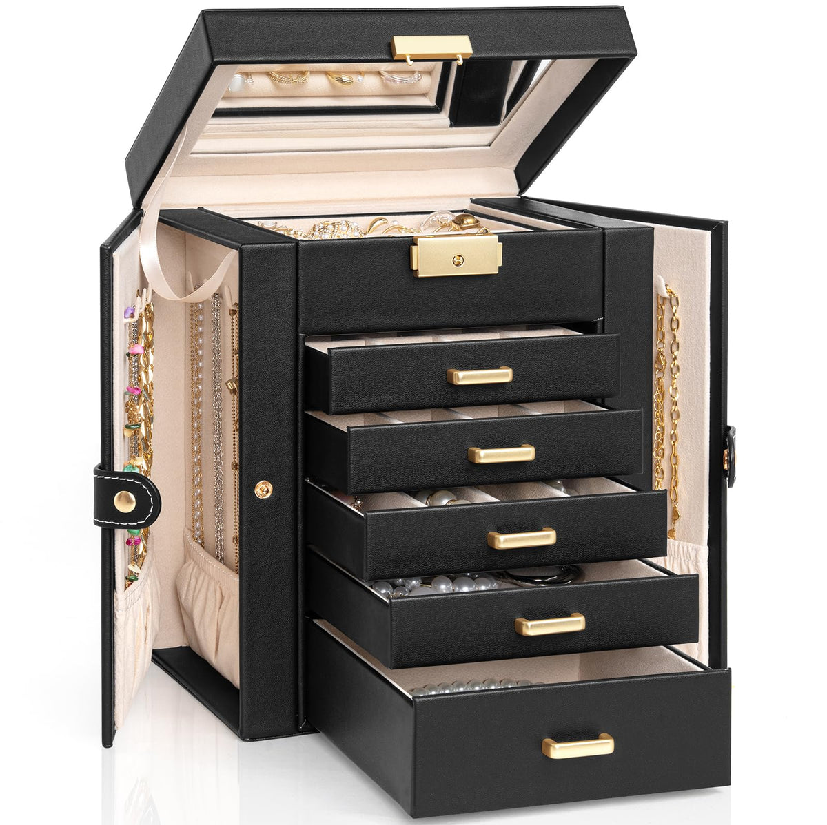 AKOZLIN 4-Tier Jewelry Box 3 Drawers Jewelry Storage Organizer for Women