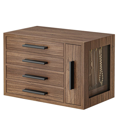 HOOBRO Jewelry Box for Women, Wooden Jewelry Organizer, Transparent Window