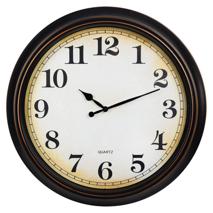 Yoiolclc Wall Clock Battery Operated Silent Non-Ticking Vintage Wall Clocks for Kitchen, School, Living Room (12Inch, Bronze)