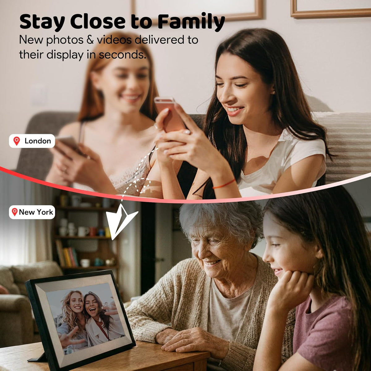 Frameo 10.1" WiFi Digital Picture Frame, Digital Photo Frame for Mom Gift