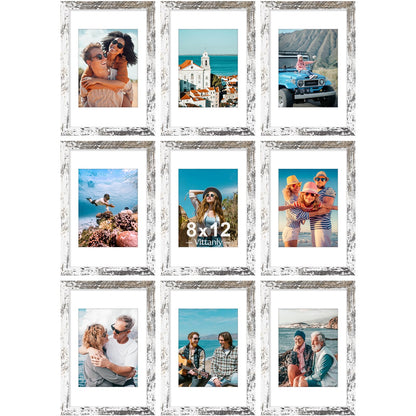 Vittanly 8x10 Picture Frames Set of 9 for Wall or Tabletop Display, Black