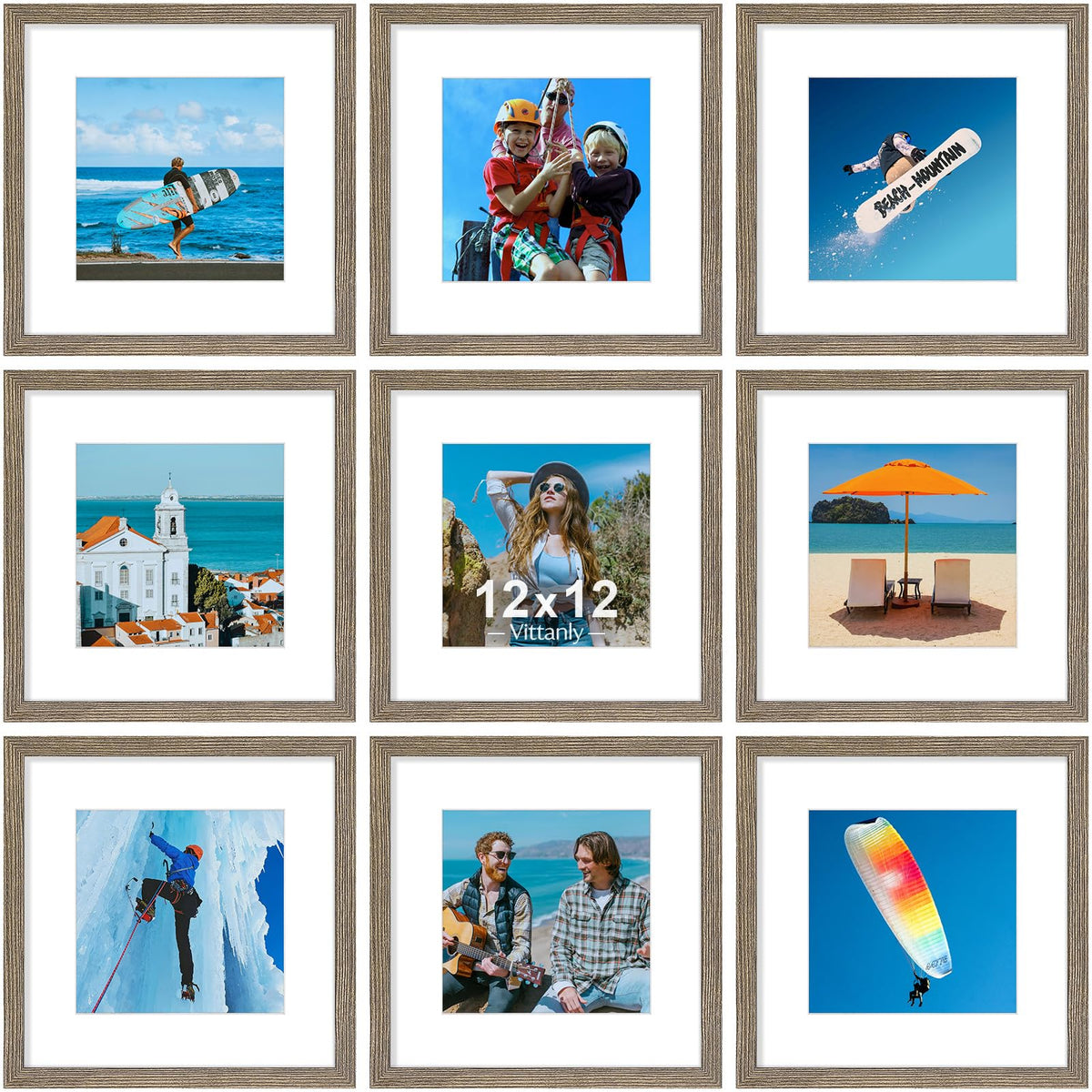 Vittanly 8x10 Picture Frames Set of 9 for Wall or Tabletop Display, Black