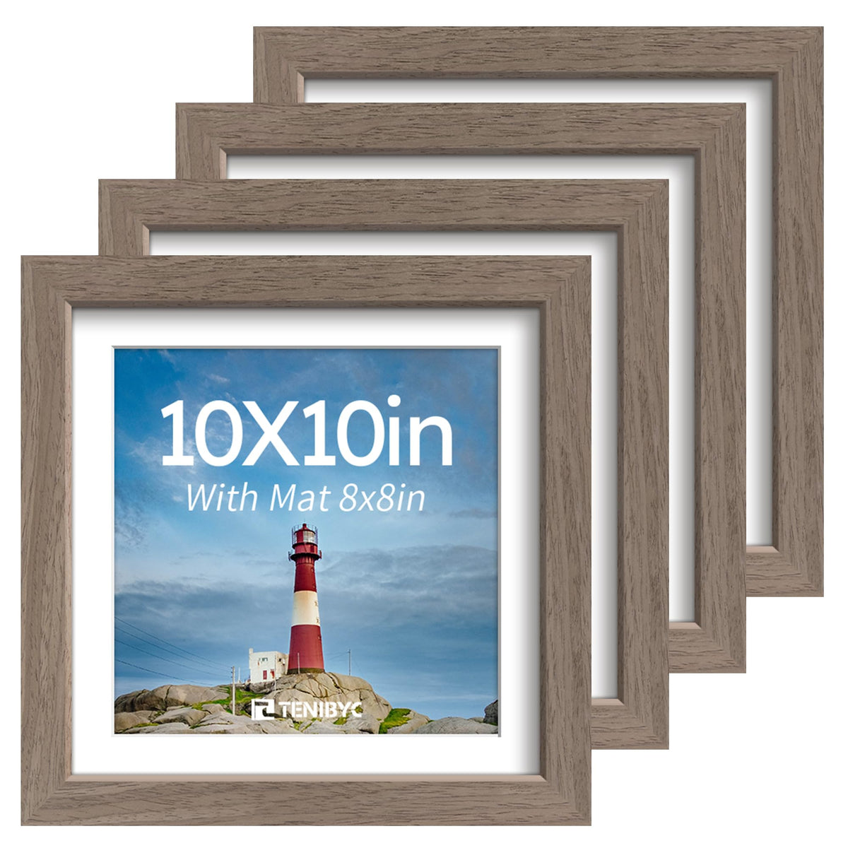 5x7 picture frame 4 Pack, 4x6 Mat, Black Wood, Glass, for Photo