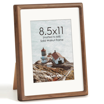 Dreamland 8x10 Picture Frame, USA-Sourced Oak Wood Photo Frames with HD Tempered Glass, 8 x 10 Wooden Frame Matted to 5 x 7, 8x10 Frames Handcrafted Rounded Corner for Tabletop or Wall Display