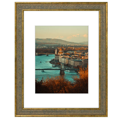 Golden State Art 11x14 Bronze Photo Frame White Mat for 8x10 Real Glass