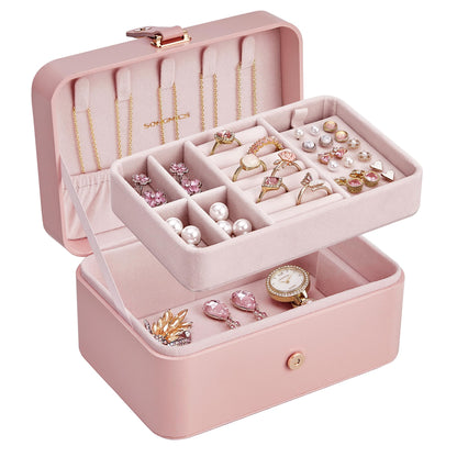 SONGMICS Travel Jewelry Organizer, 2-Layer Portable Jewelry Box Case