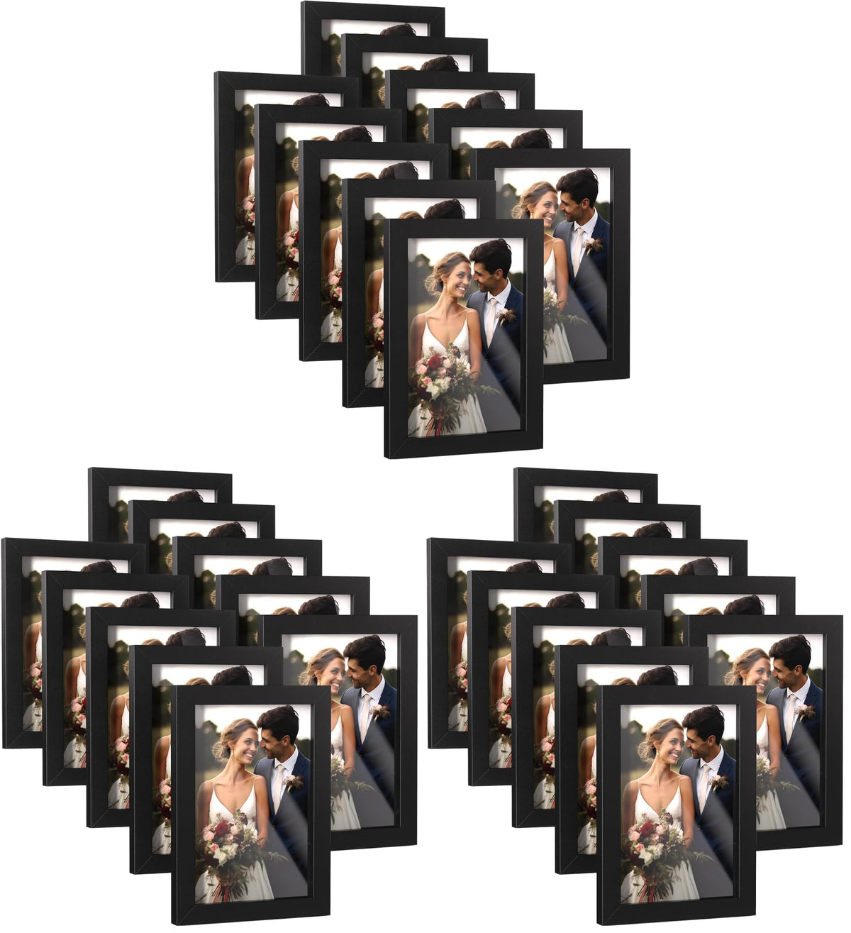 HappyHapi 4x6 Picture Frame Set of 10, Wall or Tabletop Display, Black