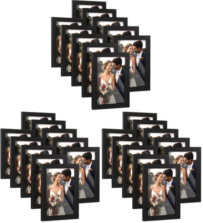 HappyHapi 4x6 Picture Frame Set of 10, Wall or Tabletop Display, Black