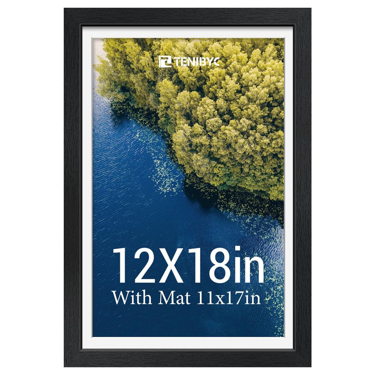 5x7 picture frame 4 Pack, 4x6 Mat, Black Wood, Glass, for Photo