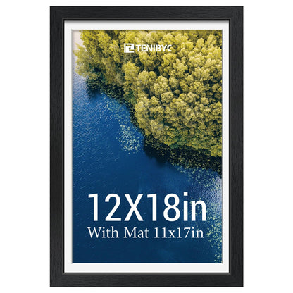 5x7 picture frame 4 Pack, 4x6 Mat, Black Wood, Glass, for Photo