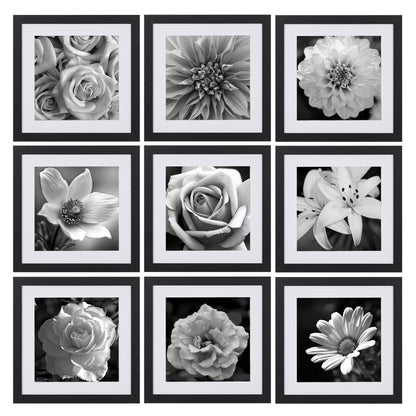 eletecpro Picture Frames Set of 9, 12x12 in, Acrylic Cover, Black