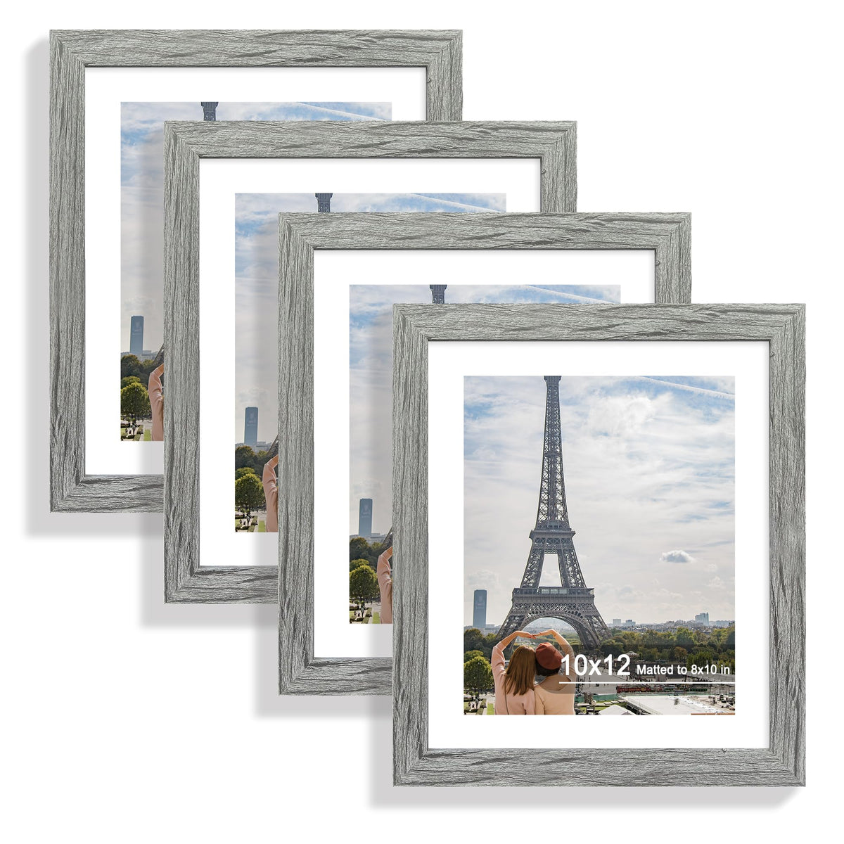 Hongkee 5x7 Picture Frame Set of 4, Real Glass and Wooden Frame, 4x6 Mat