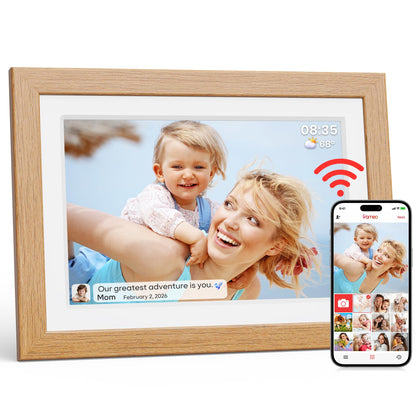 BIGASUO Digital Picture Frame, 10.1" Frameo Digital Frame WiFi with 32GB Memory, 1280x800 IPS Touch Screen, Send Photos/Videos from Your Phone Anywhere, Photo Gifts for Parents and Grandparents