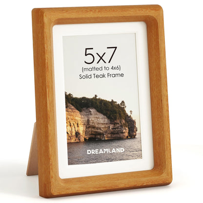Dreamland 8x10 Picture Frame, USA-Sourced Oak Wood Photo Frames with HD Tempered Glass, 8 x 10 Wooden Frame Matted to 5 x 7, 8x10 Frames Handcrafted Rounded Corner for Tabletop or Wall Display