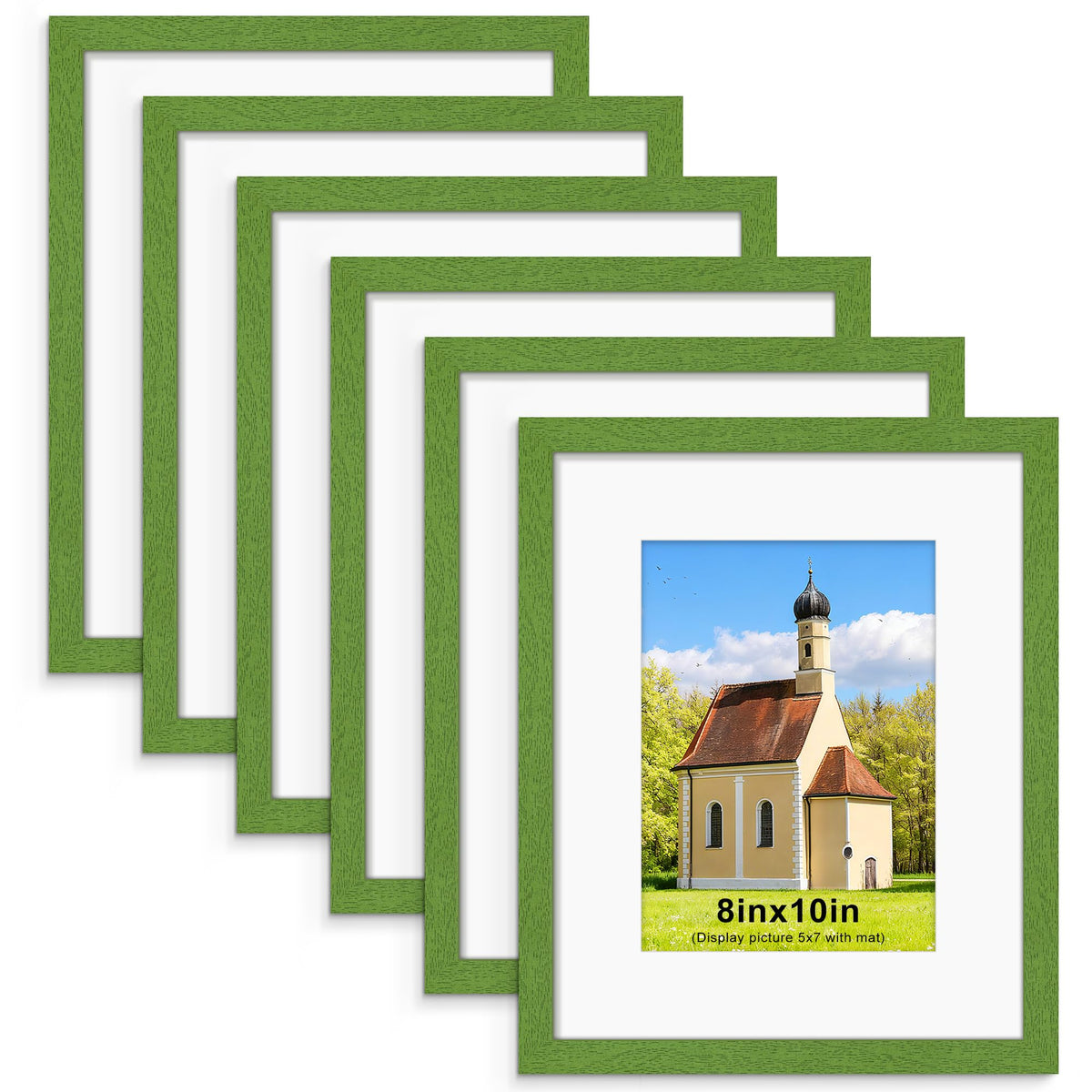 PEALSN 8x10 Picture Frame Set of 6,Wall or Tabletop Display,Black Woodgrain