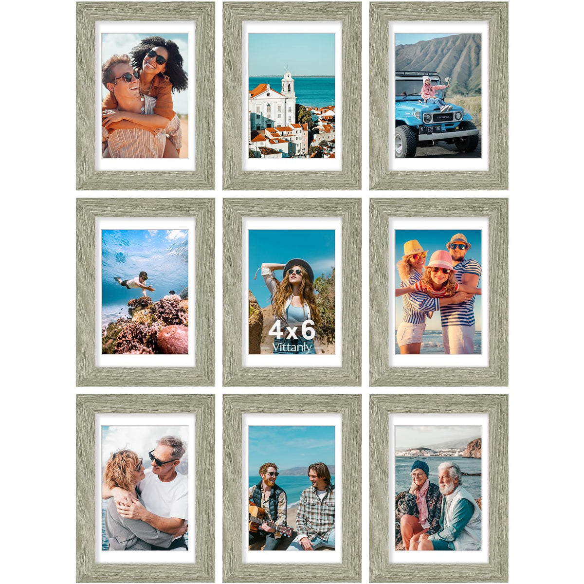Vittanly 8x10 Picture Frames Set of 9 for Wall or Tabletop Display, Black