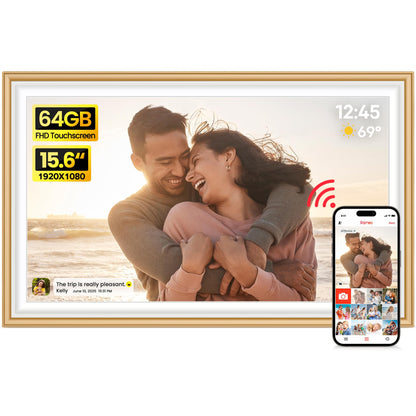 64GB 15.6" Frameo Digital Picture Frame WiFi, Large Electronic Photo Frames