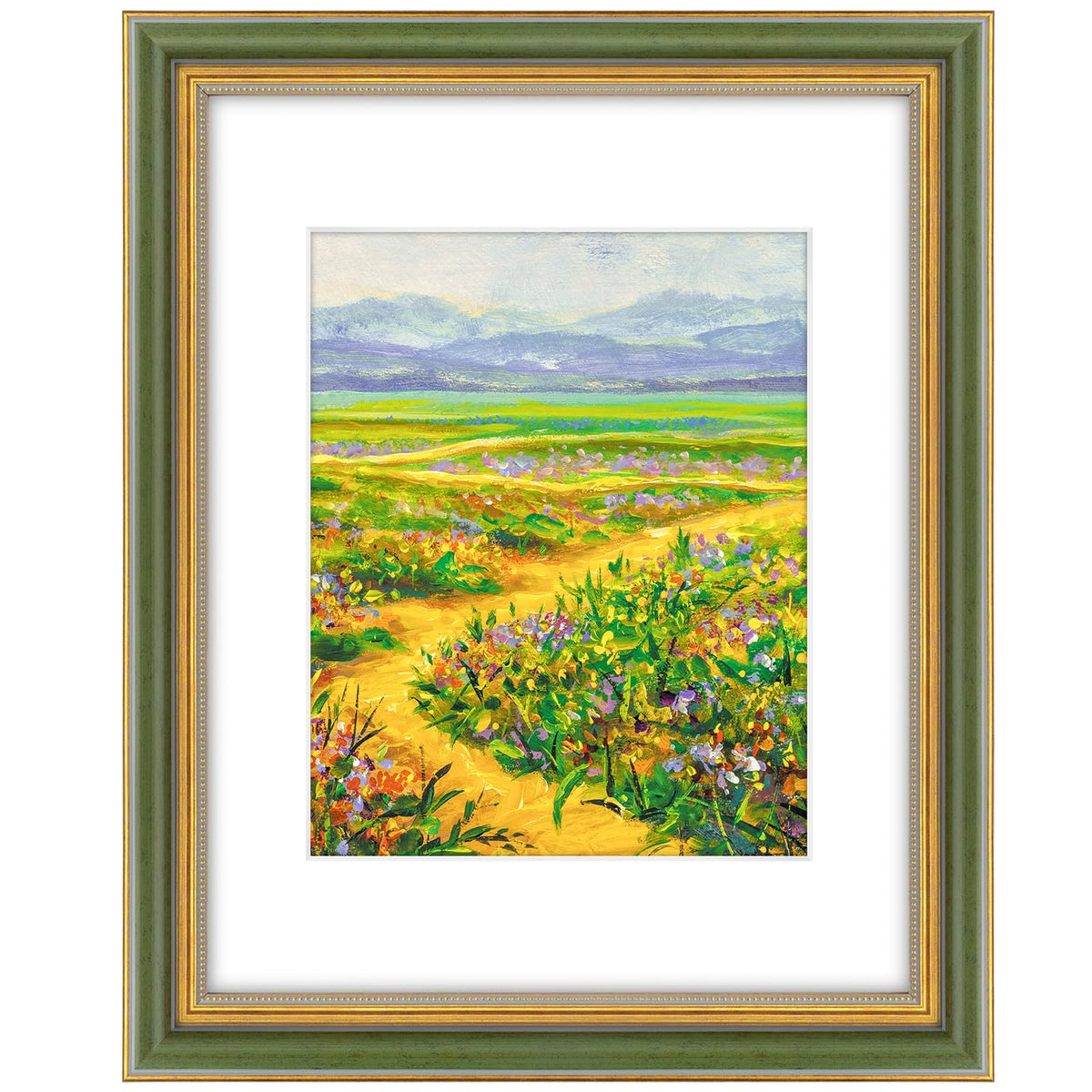 Golden State Art,8x10 Ornate Picture Frame Holds 5x7 Photo,Green Gold