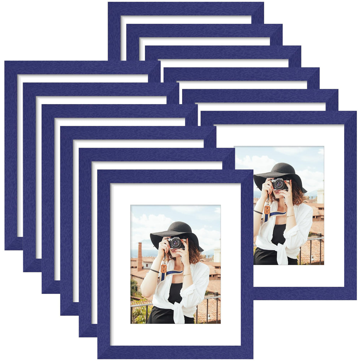 Picrit 8x10 Picture Frame Set of 12, Modern Gallery Wall Frames, Black