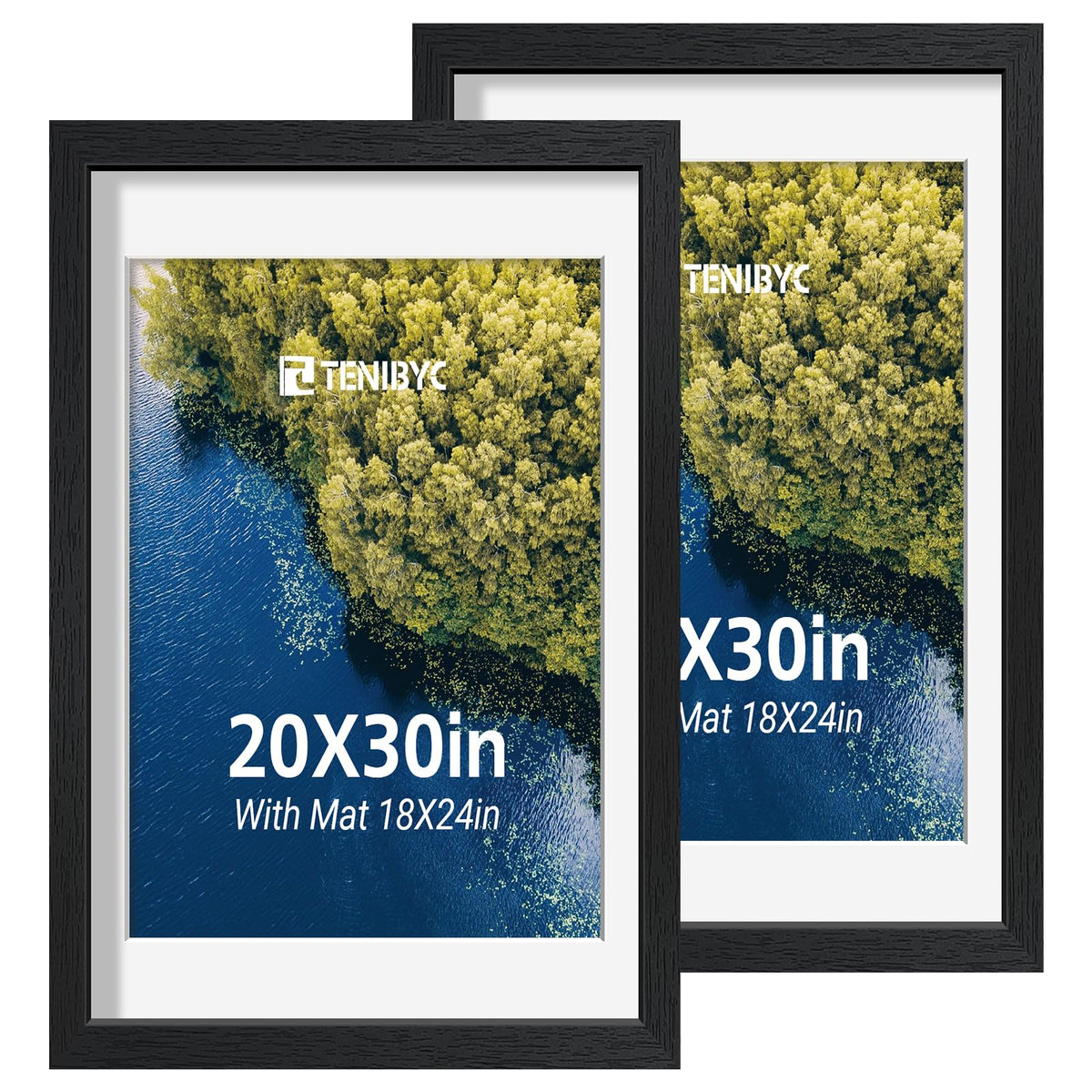 5x7 picture frame 4 Pack, 4x6 Mat, Black Wood, Glass, for Photo