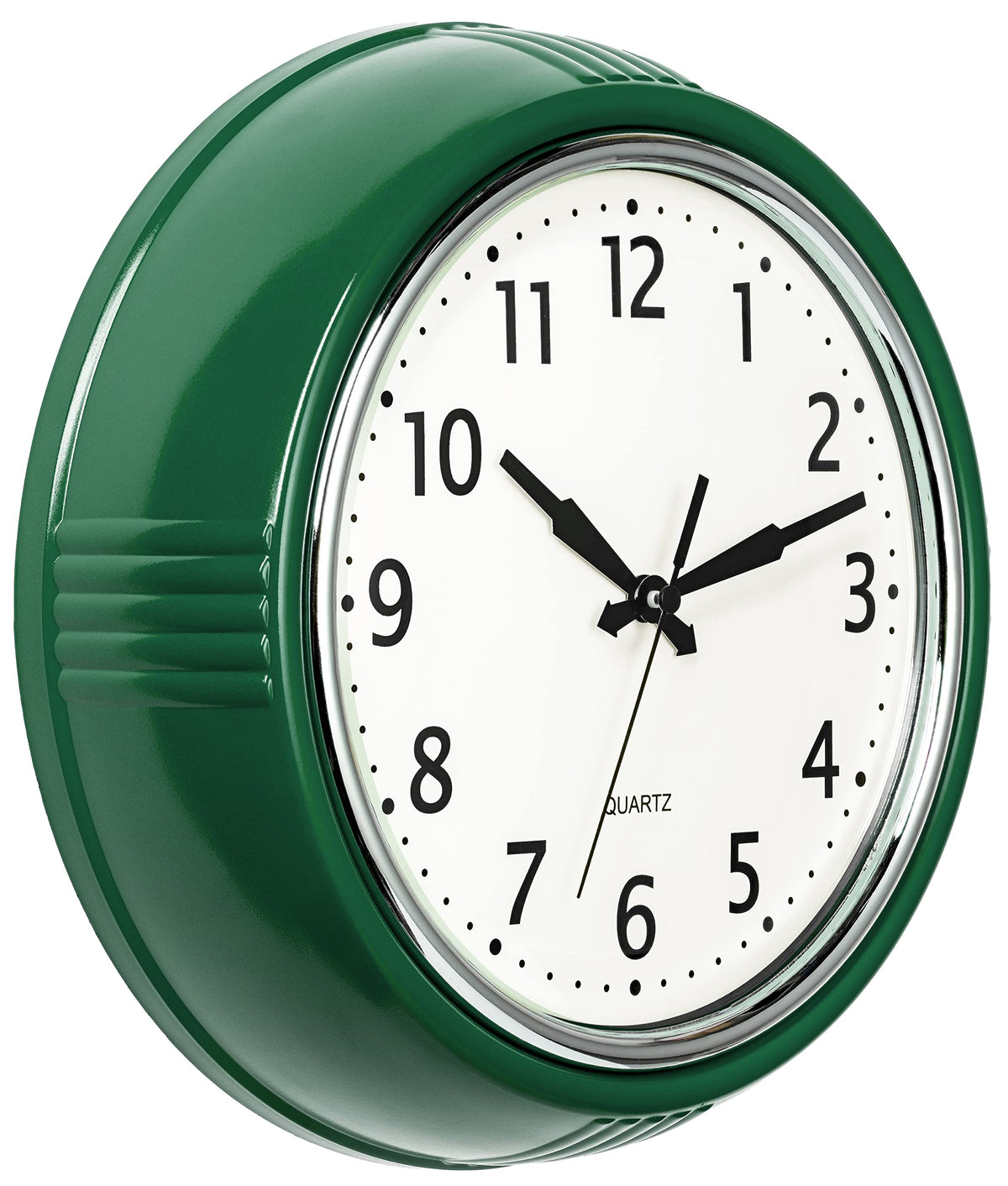 Bernhard Products Retro Wall Clock 12 Inch Red Kitchen 50's Vintage Design Round Silent Non Ticking Battery Operated Quality Quartz Clock for Home Office School or Classroom